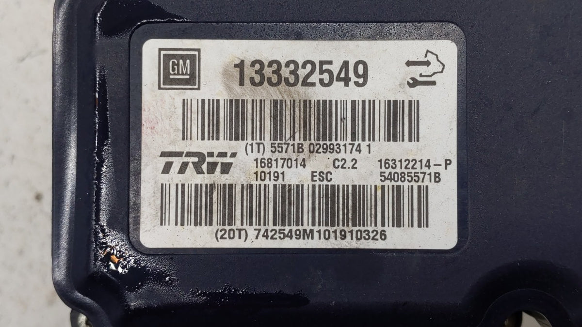 2011 Buick Regal Anti-Lock Brake ABS Pump Module Actuator OEM P/N:13332549 22757649, 13328651, 22757639 Fits OEM Used Auto P