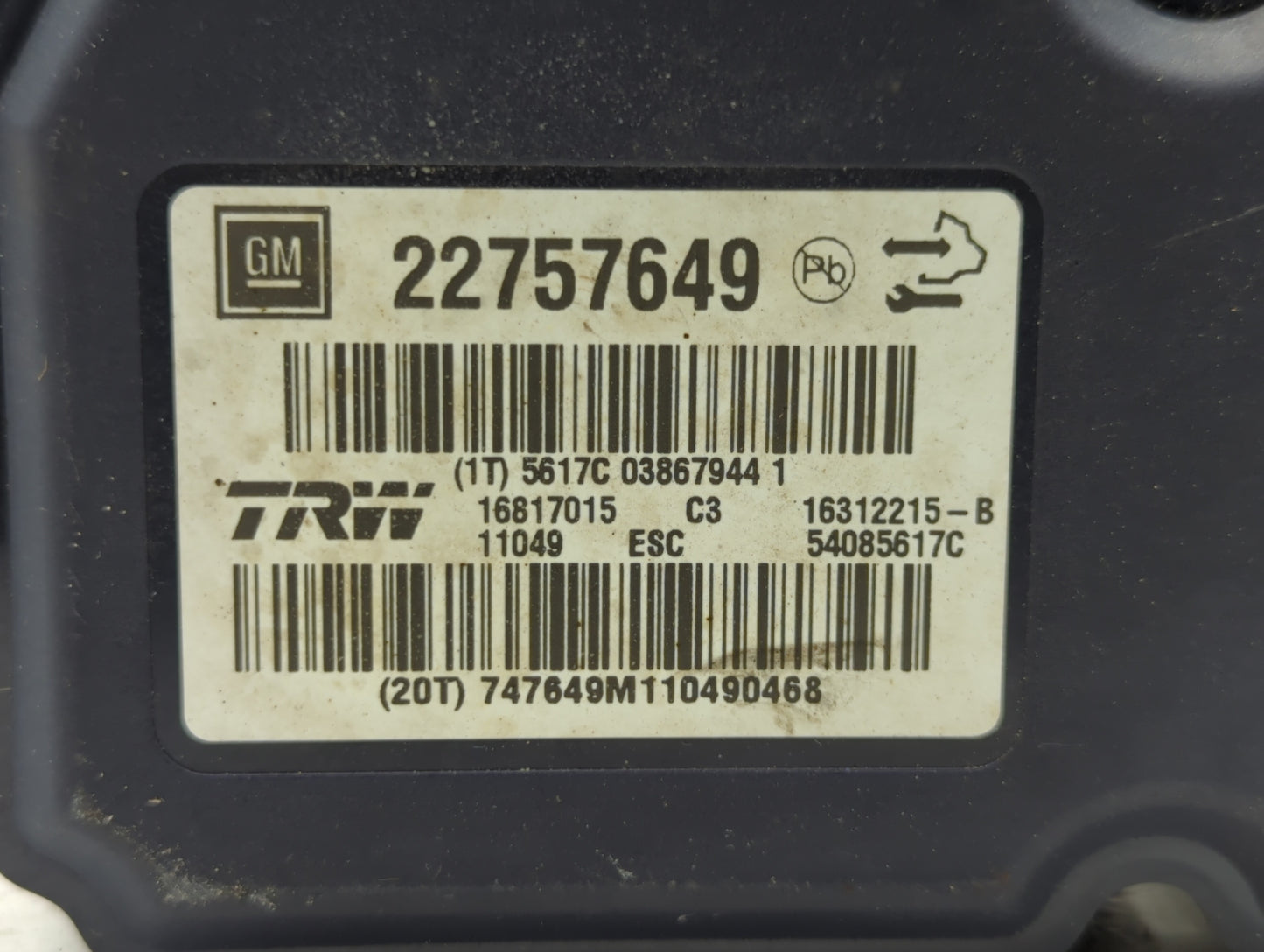 2011 Buick Regal ABS Pump Control Module Replacement P/N:13328651 13332549, 22757649, 22757639 Fits OEM Used Auto Parts - Oe