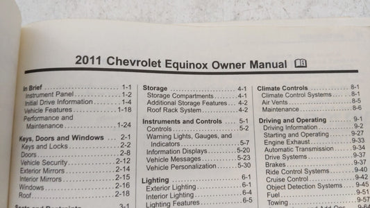 2011 Chevrolet Equinox Owners Manual Book Guide OEM Used Auto Parts
