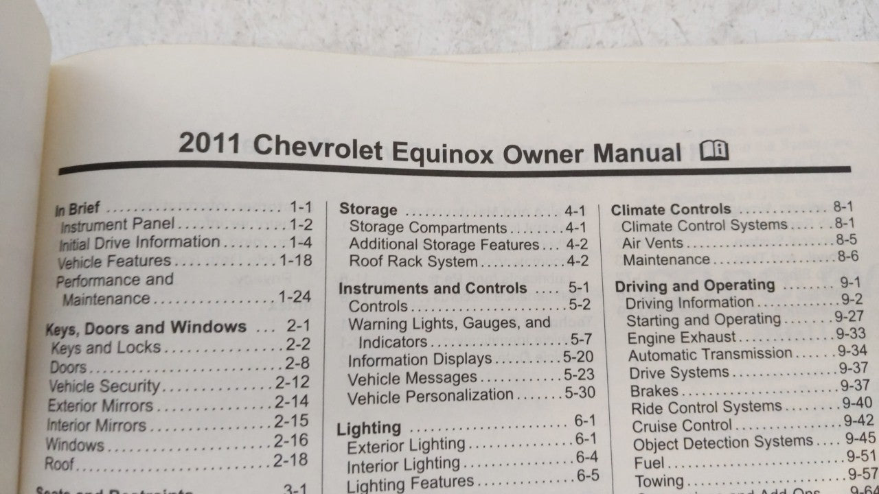 2011 Chevrolet Equinox Owners Manual Book Guide OEM Used Auto Parts - Oemusedautoparts1.com