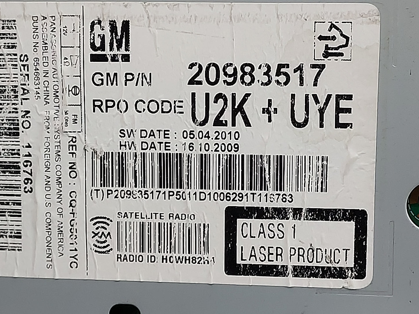 2011-2012 Chevrolet Equinox Radio AM FM Cd Player Receiver Replacement Fits Fits 2010 2011 2012 OEM Used Auto Parts - Oemuse