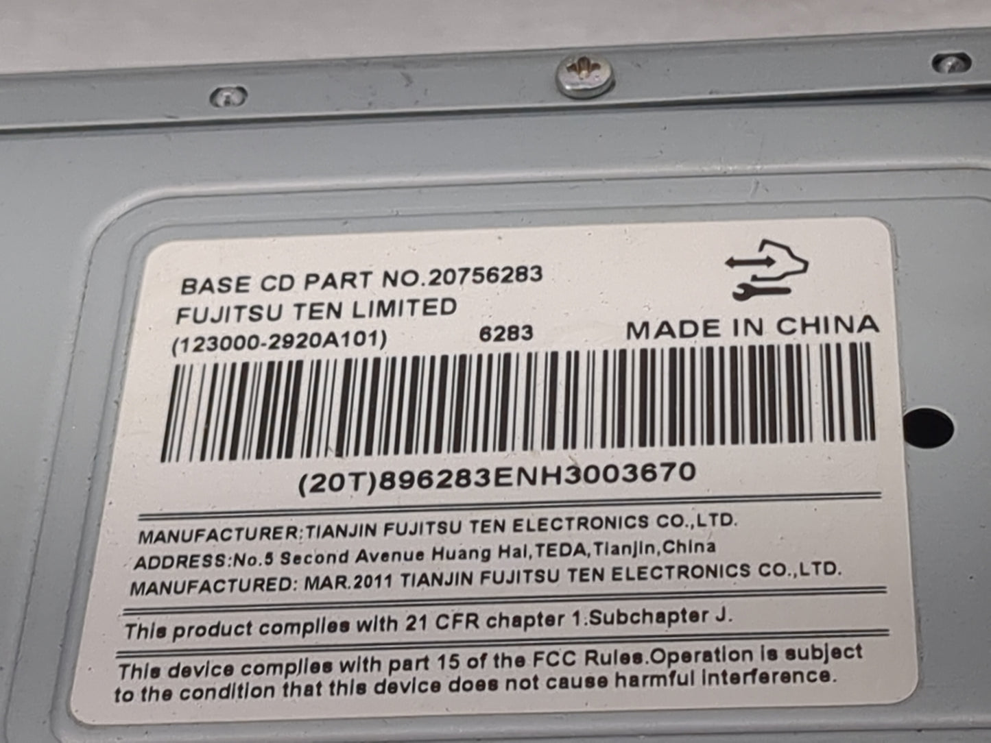 2009-2016 Chevrolet Impala Radio AM FM Cd Player Receiver Replacement P/N:20756283 123000-2920A101 Fits OEM Used Auto Parts