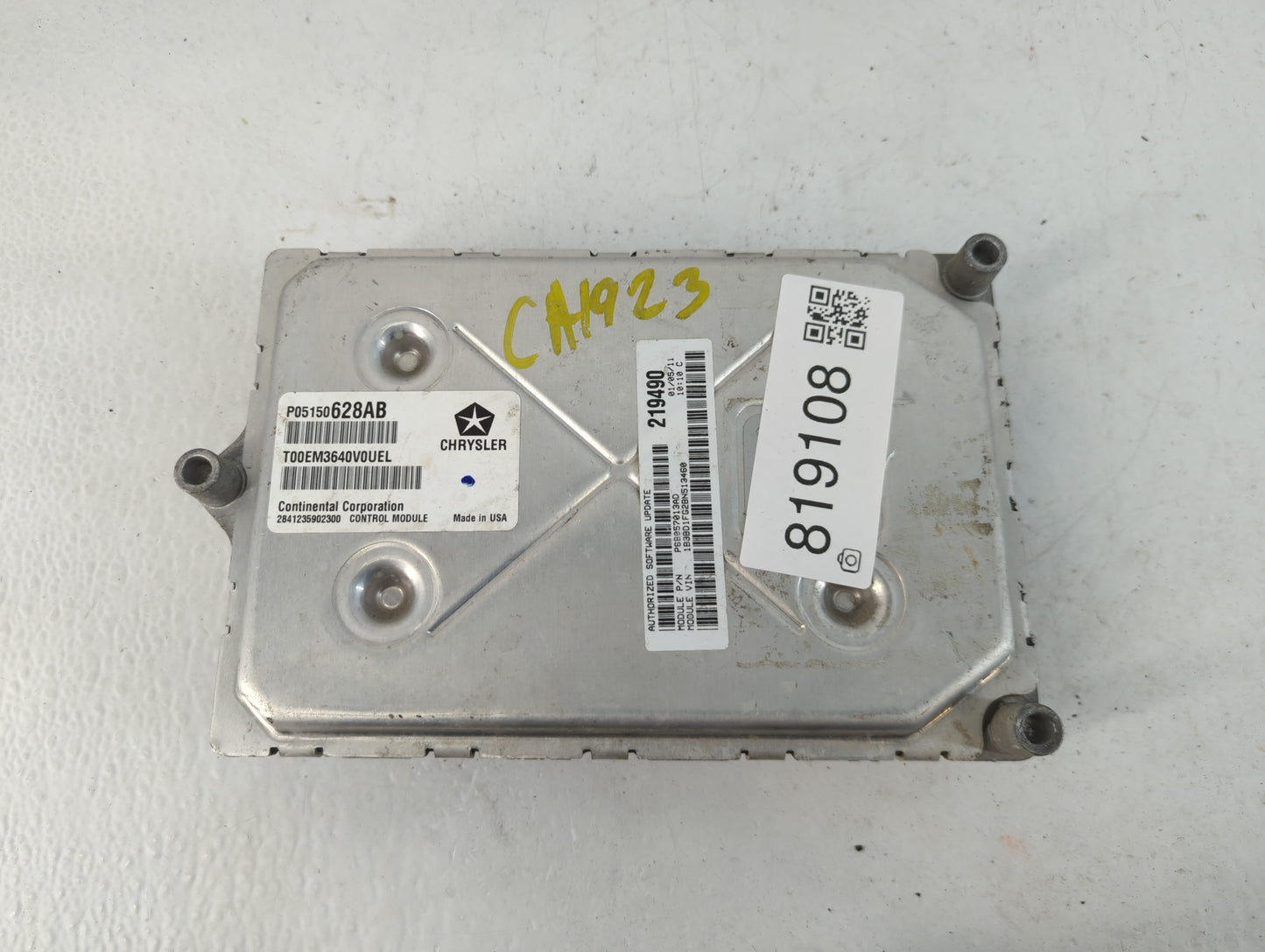 2011 Dodge Avenger PCM Engine Control Computer ECU ECM PCU OEM P/N:P68057013AD 219490 Fits OEM Used Auto Parts - Oemusedauto