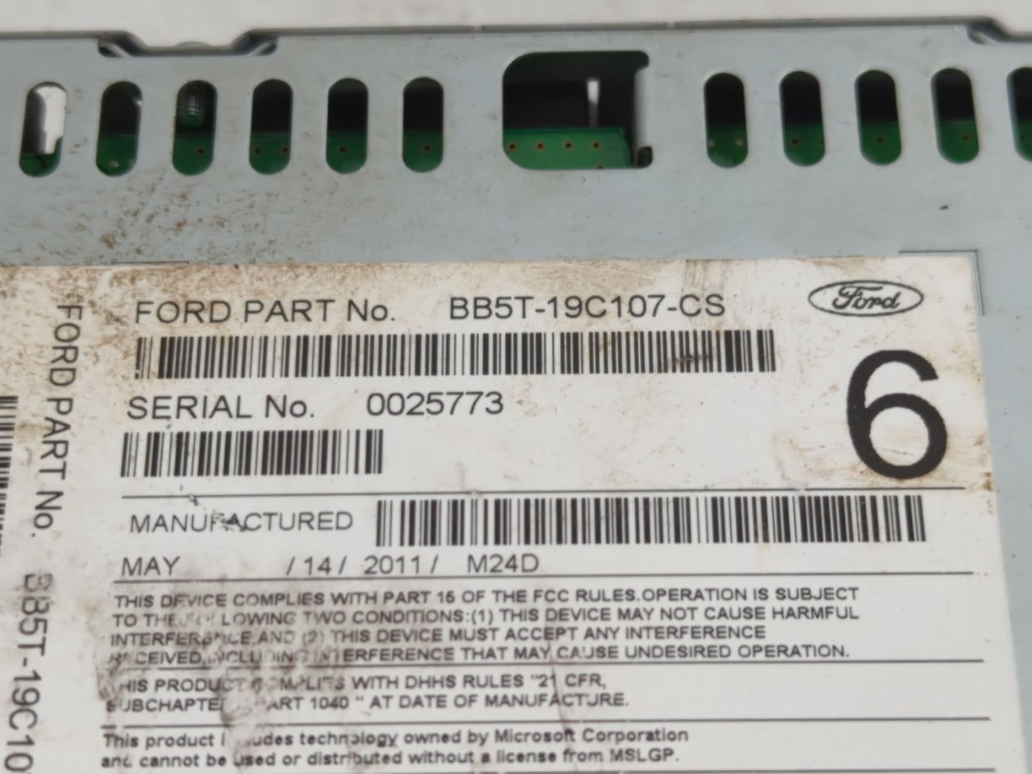 2011 Ford Explorer Radio AM FM Cd Player Receiver Replacement P/N:BB5T-19C107-CS Fits OEM Used Auto Parts - Oemusedautoparts