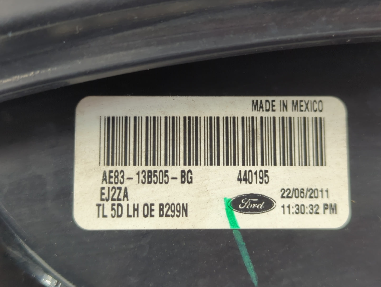 2011-2013 Ford Fiesta Tail Light Assembly Driver Left OEM P/N:AE83-13B505-BG Fits Fits 2011 2012 2013 OEM Used Auto Parts -