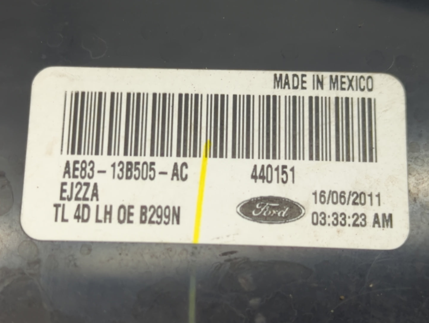 2011-2013 Ford Fiesta Tail Light Assembly Driver Left OEM P/N:AE83-13B505-AC Fits Fits 2011 2012 2013 OEM Used Auto Parts -