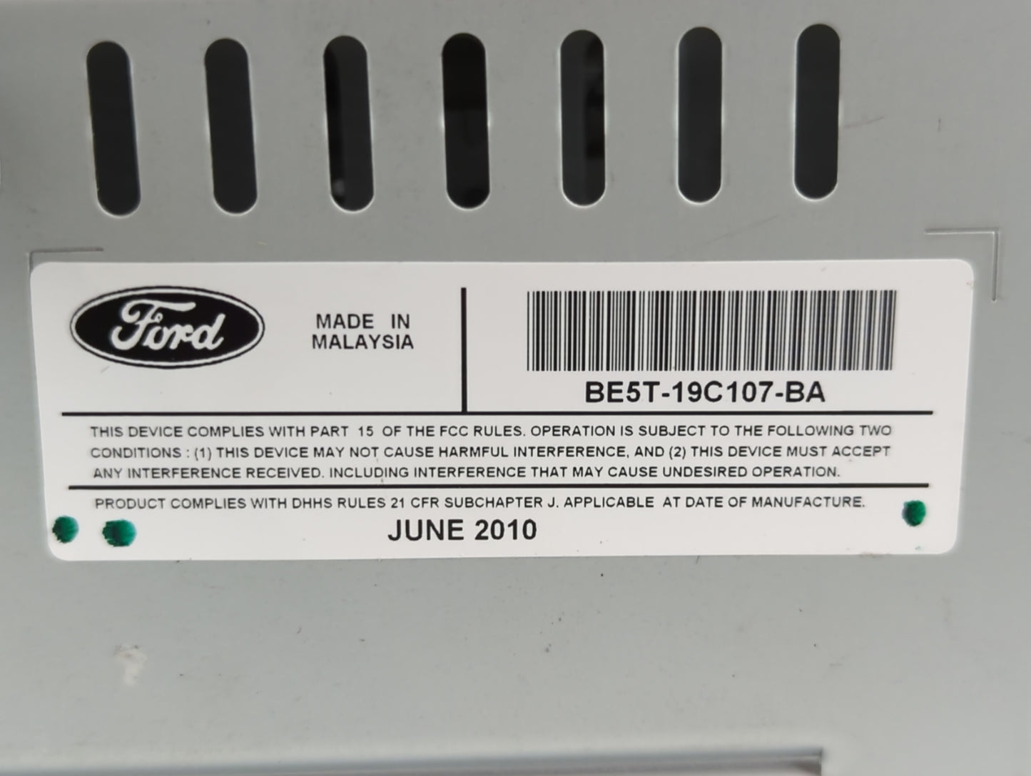 2011-2012 Ford Fusion Radio AM FM Cd Player Receiver Replacement P/N:BE5T-19C107-BA Fits Fits 2011 2012 OEM Used Auto Parts