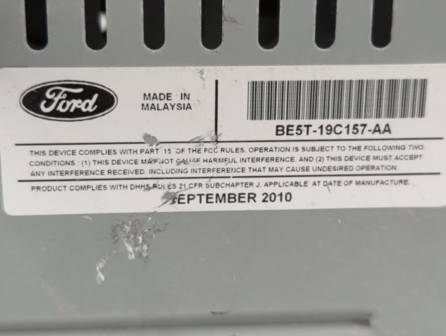 2010-2012 Ford Fusion Radio AM FM Cd Player Receiver Replacement P/N:BE5T-19C157-AA Fits Fits 2010 2011 2012 OEM Used Auto P