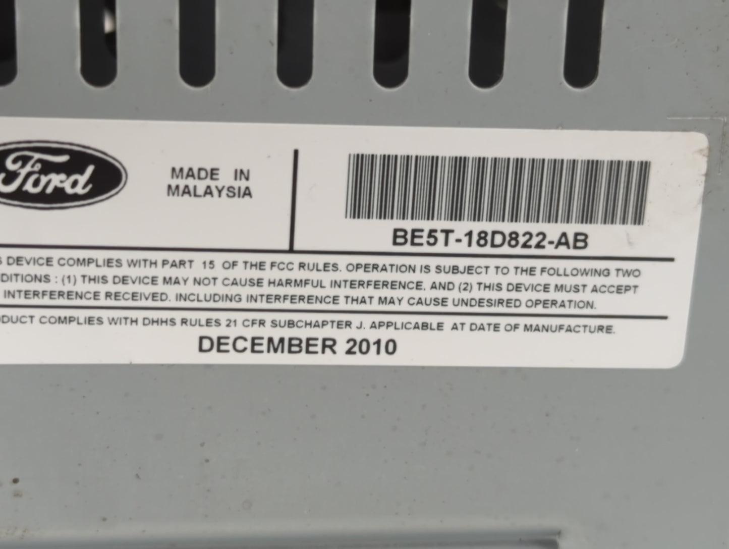 2011-2012 Ford Fusion Radio AM FM Cd Player Receiver Replacement P/N:BE5T-18D822-AB Fits Fits 2011 2012 OEM Used Auto Parts