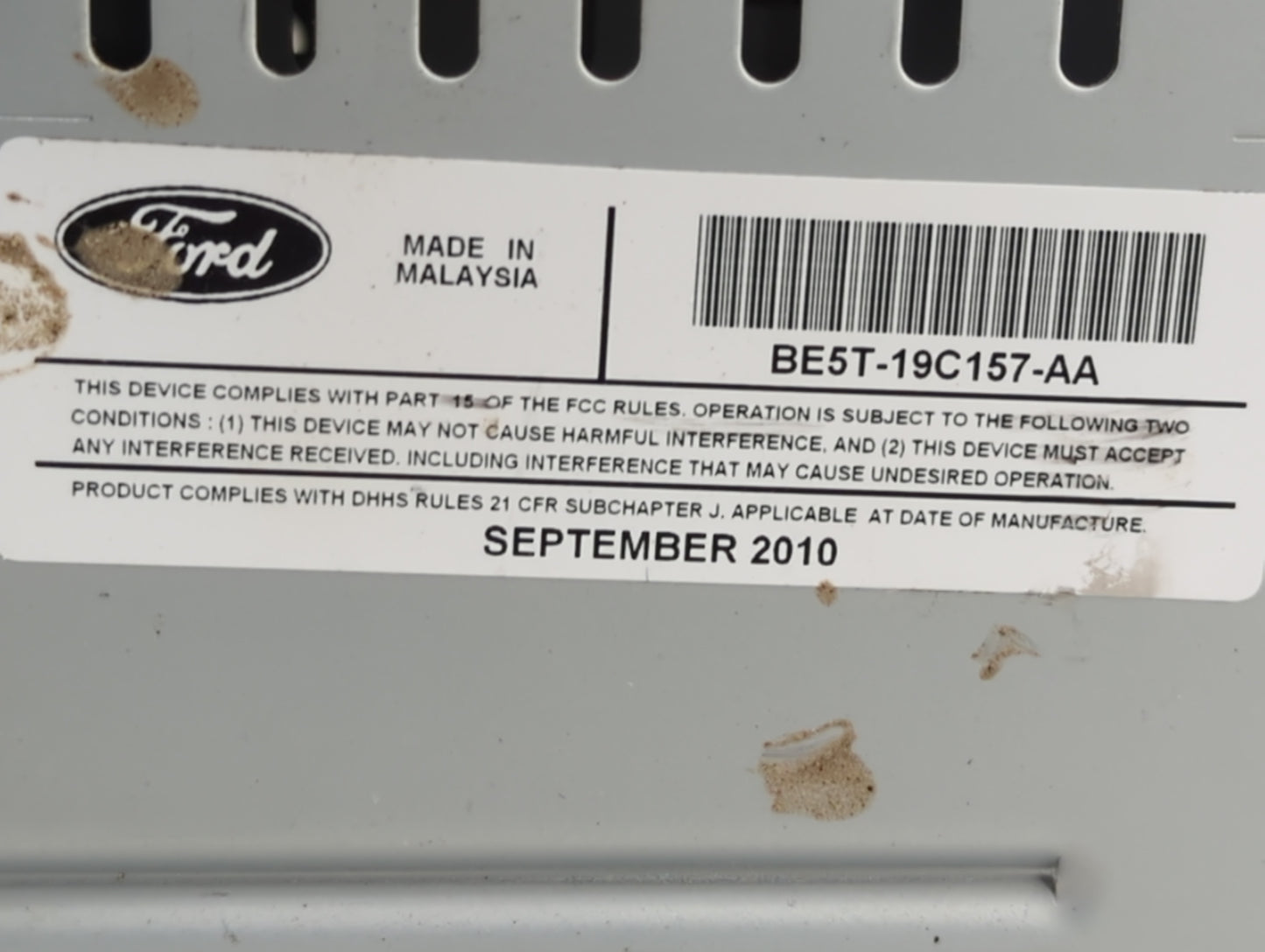 2010-2012 Ford Fusion Radio AM FM Cd Player Receiver Replacement P/N:BE5T-19C157-AA Fits Fits 2010 2011 2012 OEM Used Auto P