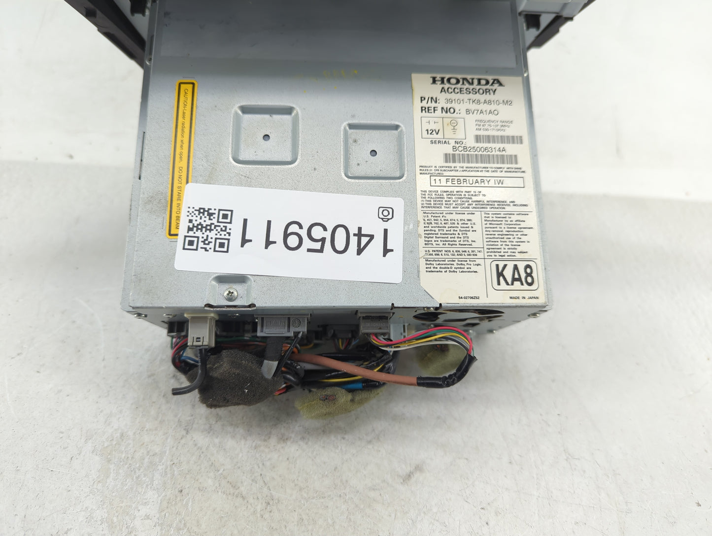 2011-2013 Honda Odyssey Radio AM FM Cd Player Receiver Replacement P/N:39101-TK8-A810-M2 Fits Fits 2011 2012 2013 OEM Used A
