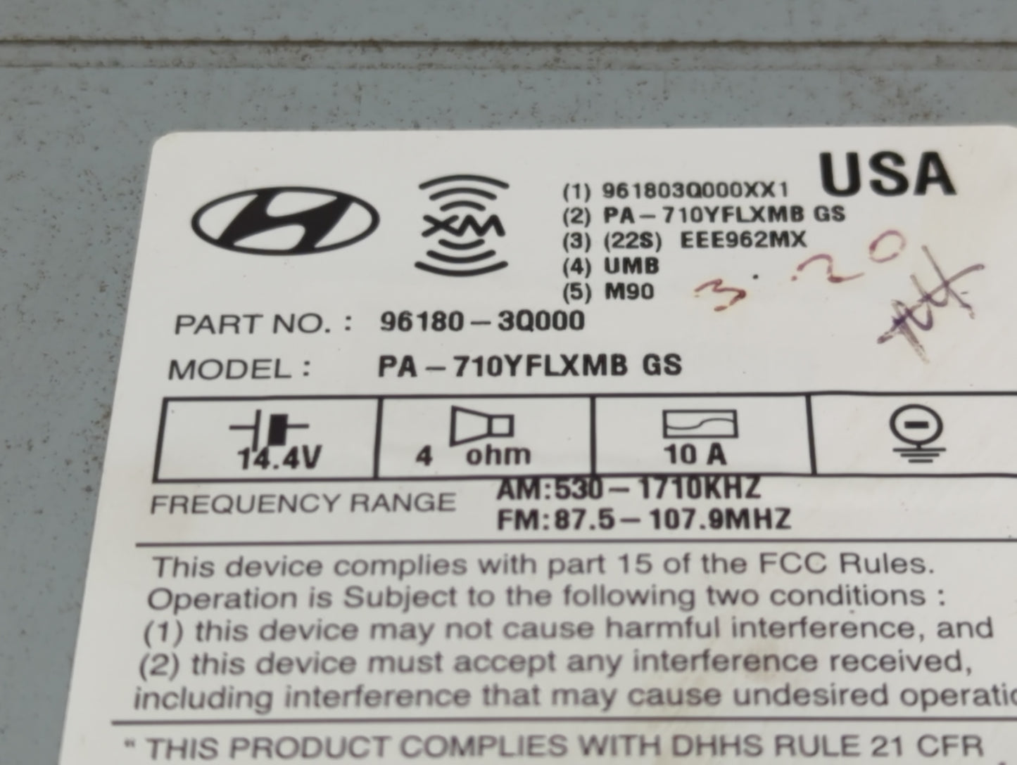 2011 Hyundai Sonata Radio AM FM Cd Player Receiver Replacement P/N:961803Q000XX1 Fits OEM Used Auto Parts - Oemusedautoparts