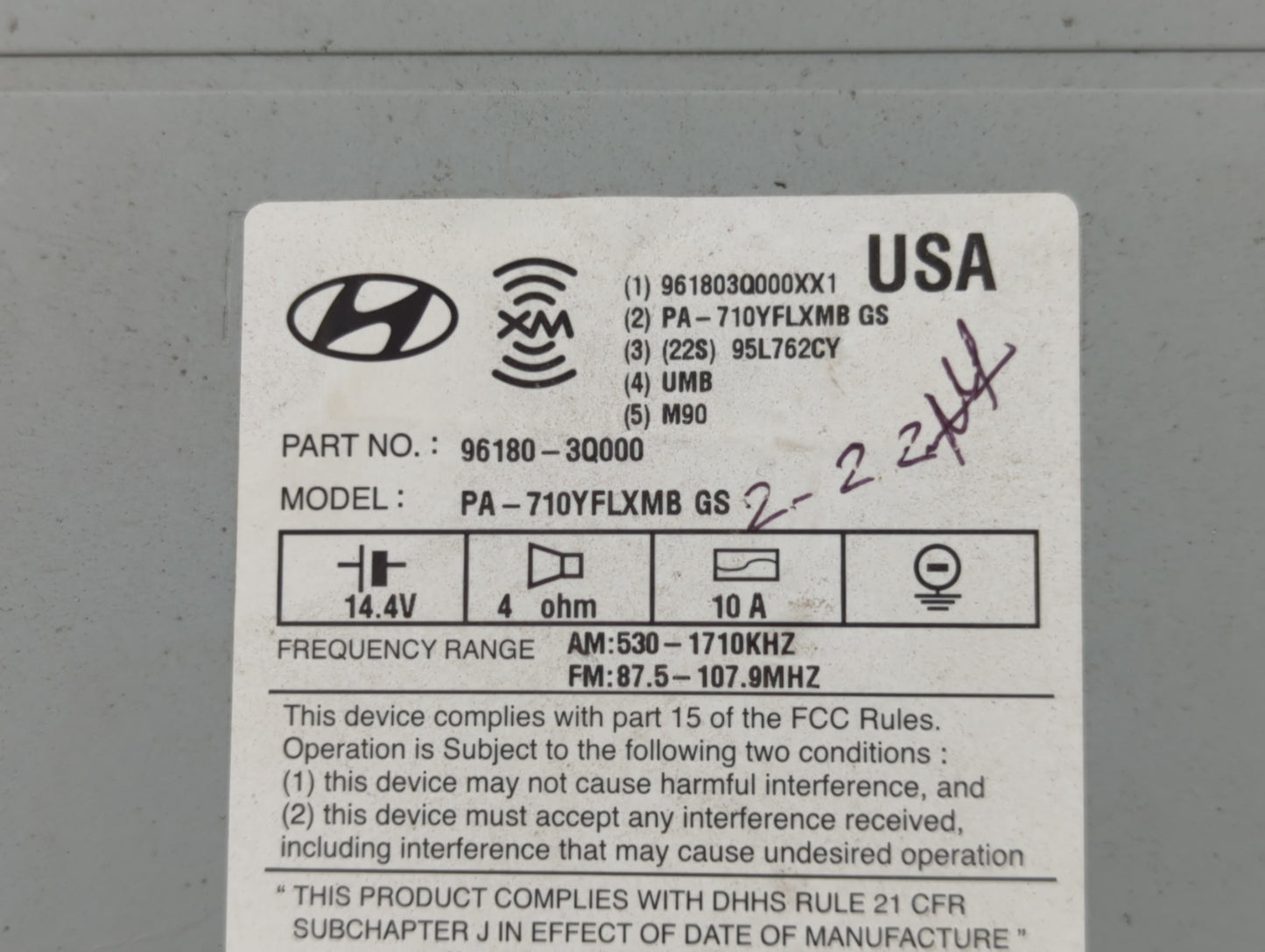 2011 Hyundai Sonata Radio AM FM Cd Player Receiver Replacement P/N:96180-3Q000 Fits OEM Used Auto Parts - Oemusedautoparts1.