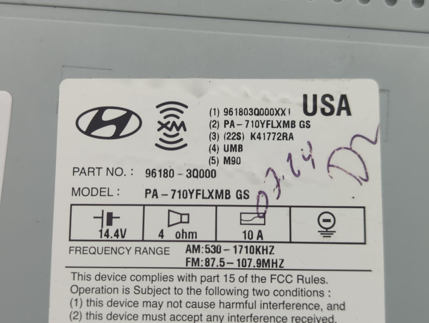 2011 Hyundai Sonata Radio AM FM Cd Player Receiver Replacement P/N:96180-3Q000 96190-3Q000 Fits OEM Used Auto Parts - Oemuse