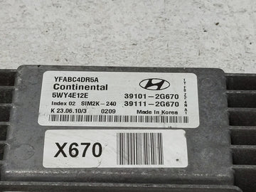 2011 Hyundai Sonata PCM Engine Control Computer ECU ECM PCU OEM P/N:39111-2G670 39101-2G670 Fits OEM Used Auto Parts