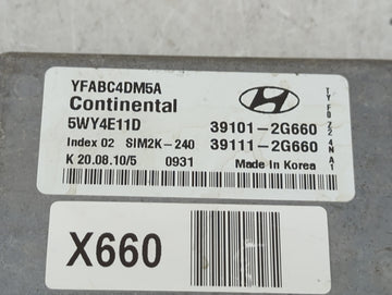 2011 Hyundai Sonata PCM Engine Control Computer ECU ECM PCU OEM P/N:YFABC4DM5A 5WY4E11D, 39101-2G660, 39111-2G660, SIM2K-240 Fits OEM Used Auto Parts