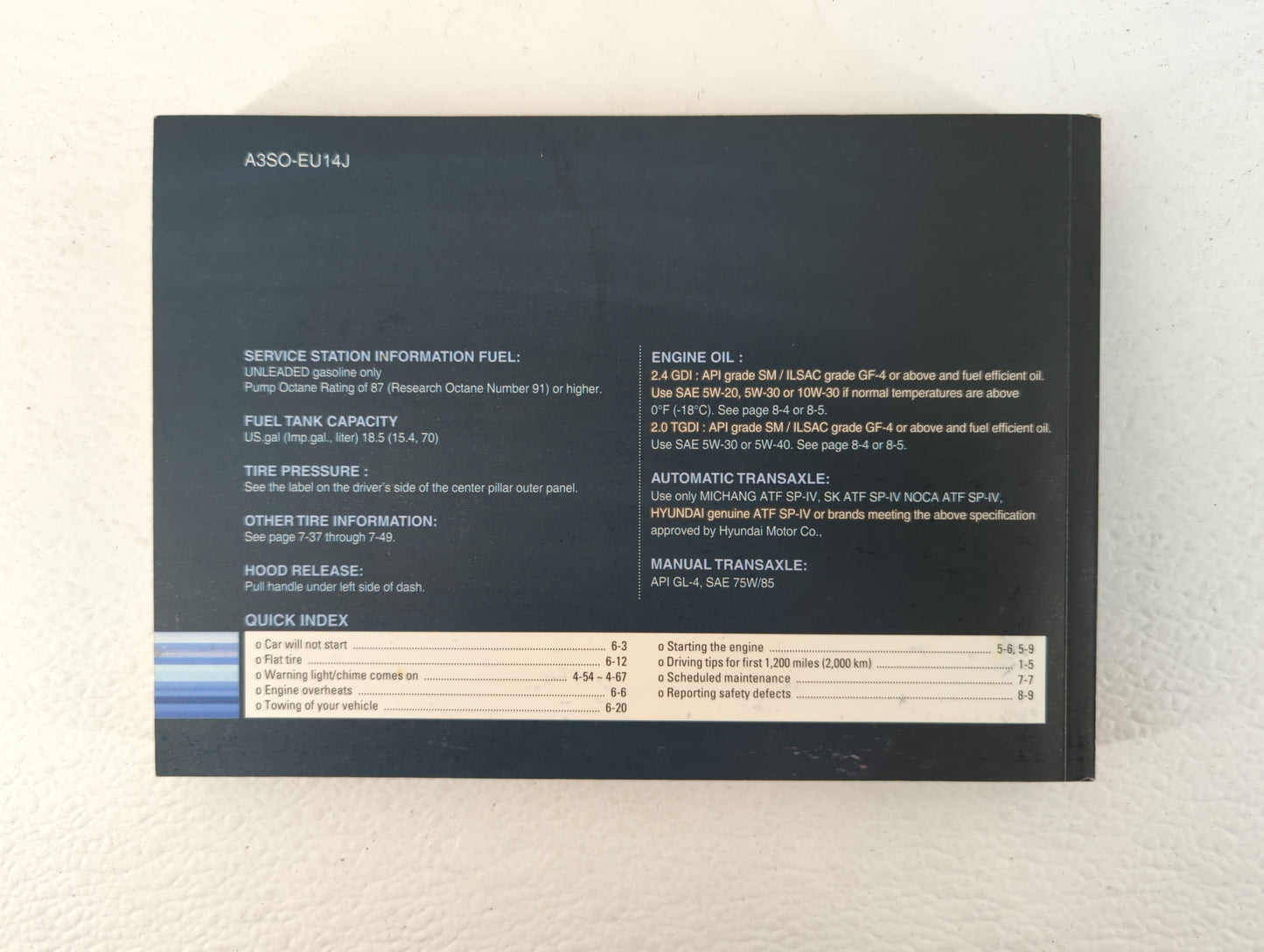 2011 Hyundai Sonata Owners Manual Book Guide P/N:A3S0-EU14J OEM Used Auto Parts - Oemusedautoparts1.com