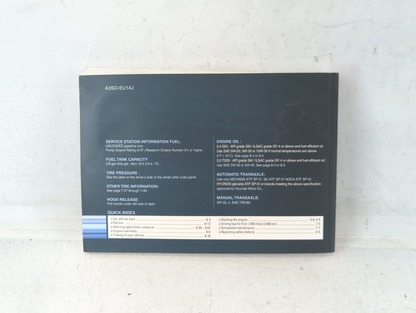 2011 Hyundai Sonata Owners Manual Book Guide P/N:A3S0-EU14J OEM Used Auto Parts - Oemusedautoparts1.com