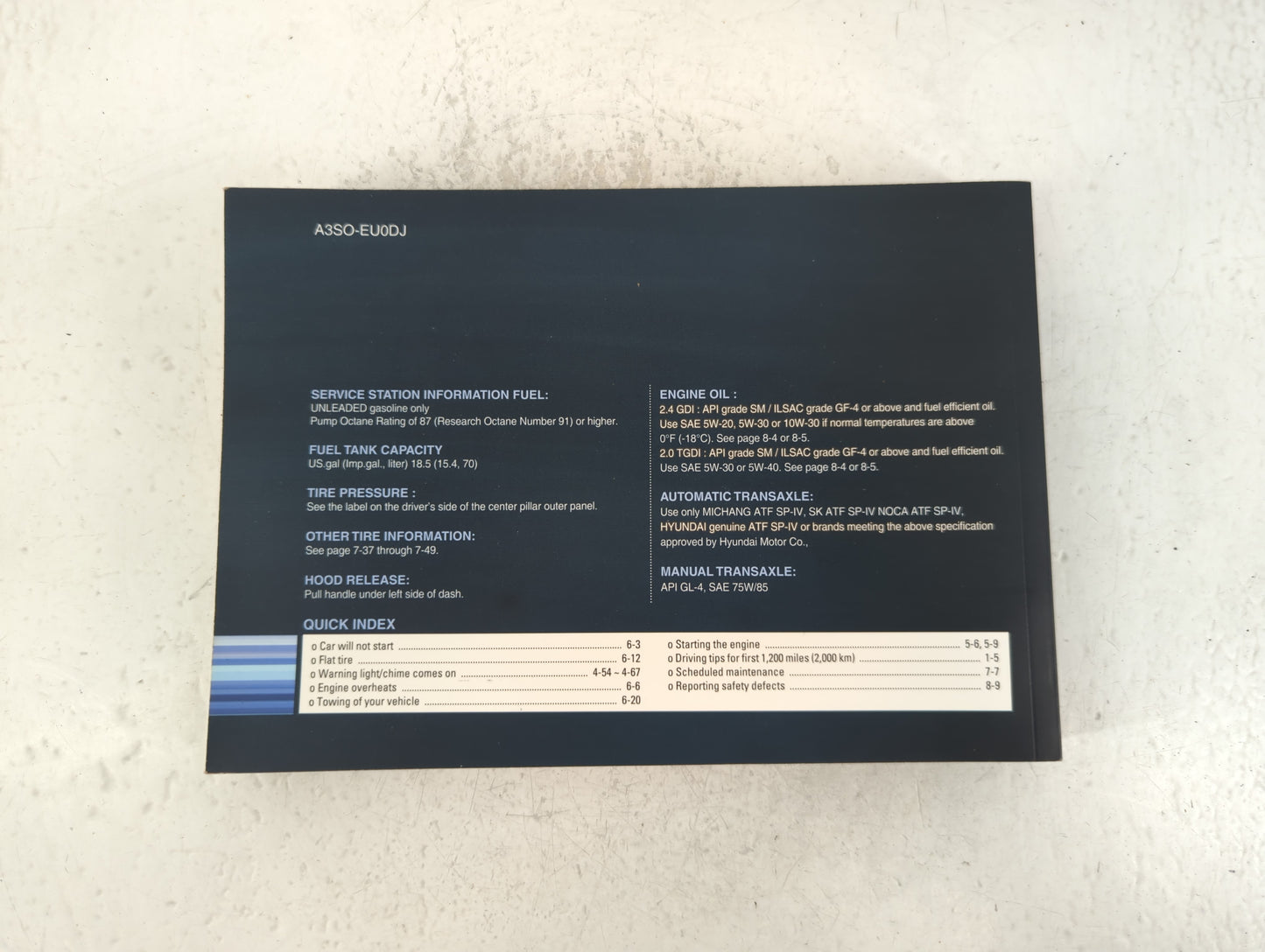 2011 Hyundai Sonata Owners Manual Book Guide P/N:A3S0-EU0DJ OEM Used Auto Parts - Oemusedautoparts1.com