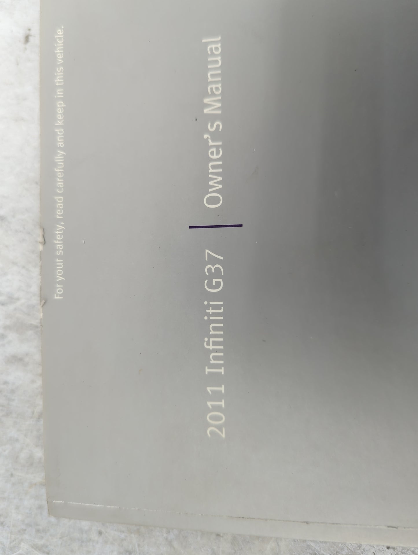 2011 Infiniti G37 Owners Manual Book Guide P/N:OM1E0V36U0 OEM Used Auto Parts - Oemusedautoparts1.com
