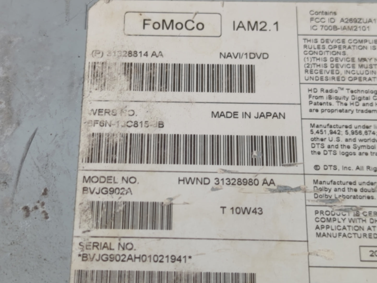 2011-2015 Jaguar Xj Radio AM FM Cd Player Receiver Replacement P/N:31328814 AA Fits Fits 2011 2012 2013 2014 2015 OEM Used A