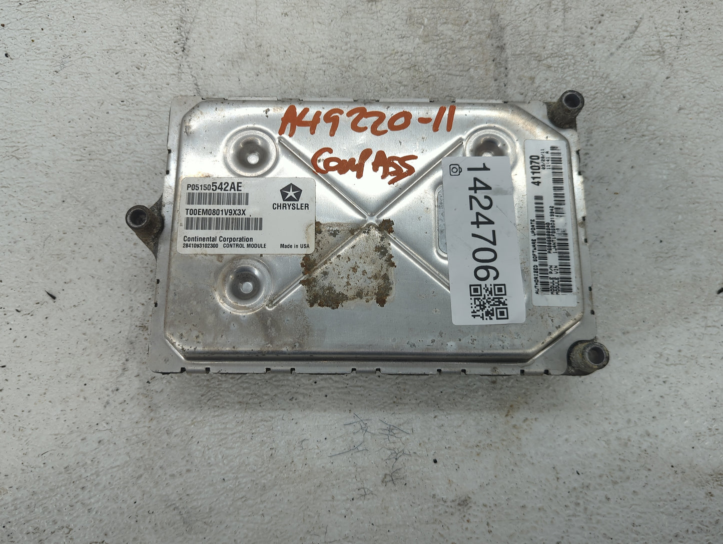 2011 Jeep Compass PCM Engine Control Computer ECU ECM PCU OEM P/N:P05150542AE P68066809AD Fits Fits 2012 OEM Used Auto Parts