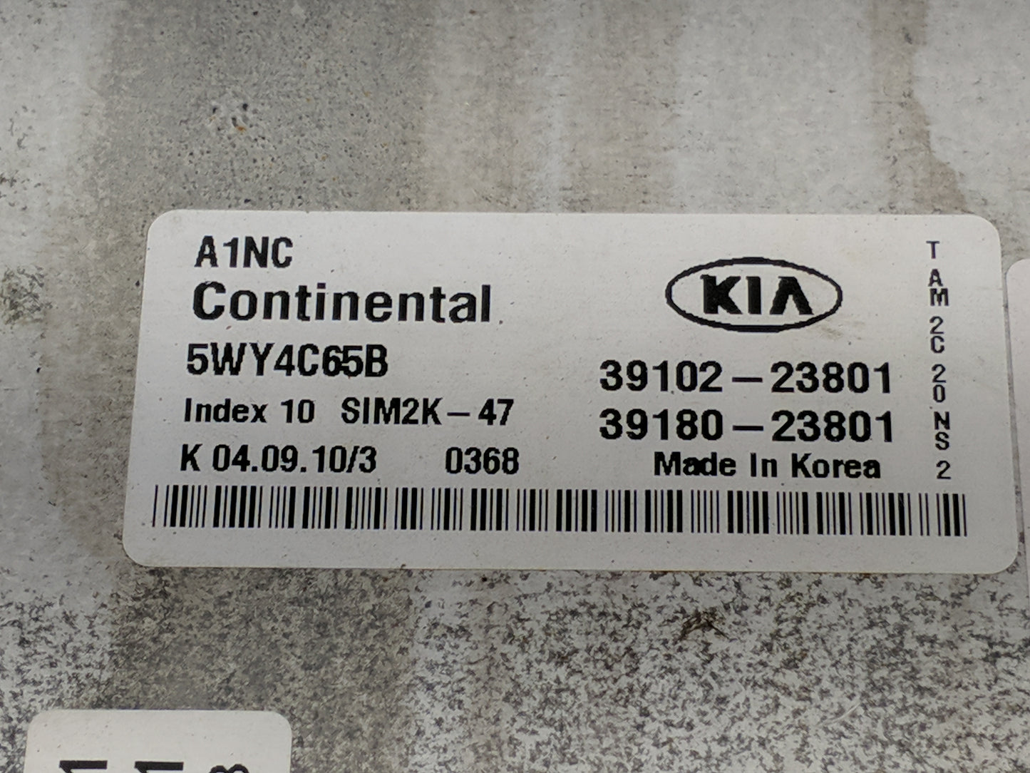 2011 Kia Soul PCM Engine Control Computer ECU ECM PCU OEM P/N:5WY4C65B 39102-23801, 39180-23801 Fits OEM Used Auto Parts - O
