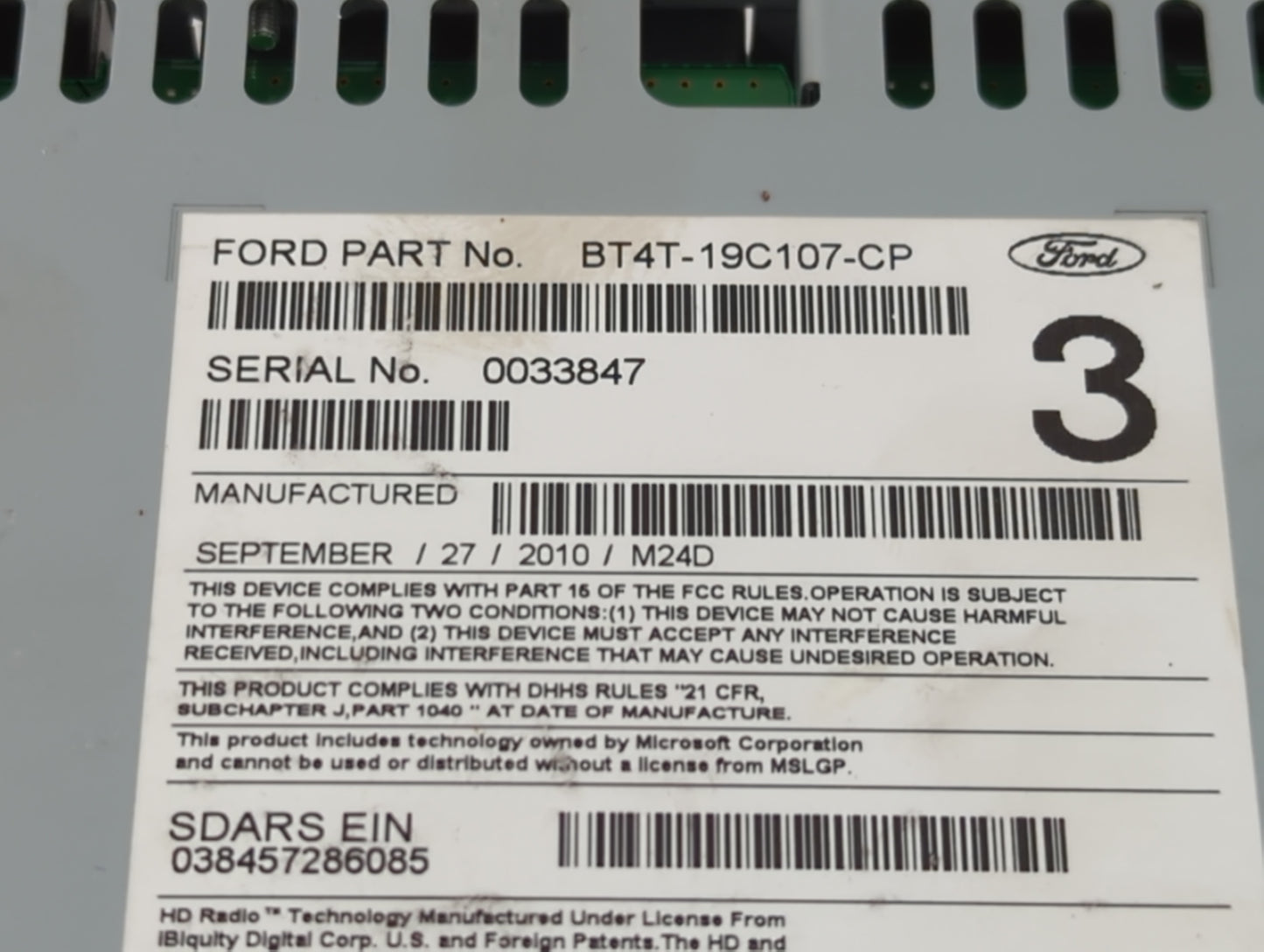 2011 Lincoln Mkx Radio AM FM Cd Player Receiver Replacement P/N:BT4T-19C107-CP Fits OEM Used Auto Parts - Oemusedautoparts1.