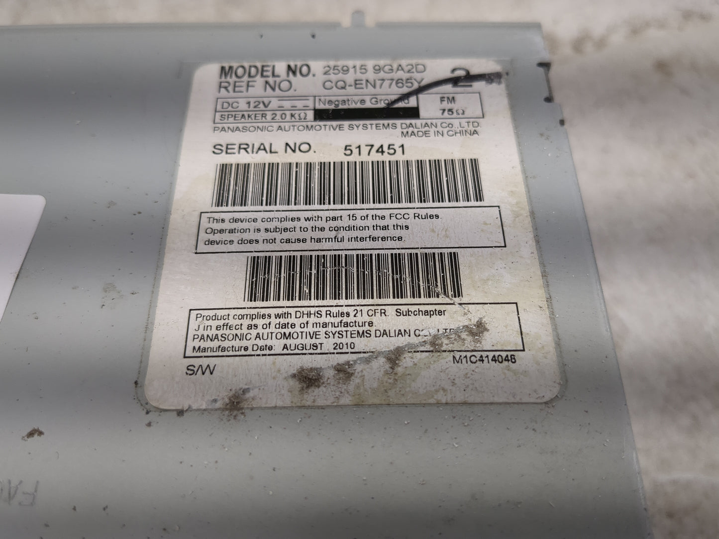 2008-2012 Nissan Armada Radio AM FM Cd Player Receiver Replacement P/N:25915 9GA2D CQ-EN7765Y Fits Fits 2008 2009 2010 2011