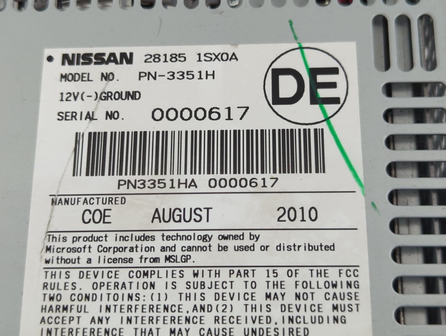 2011-2014 Nissan Murano Radio AM FM Cd Player Receiver Replacement P/N:28185 1SX0A Fits Fits 2011 2012 2013 2014 OEM Used Au