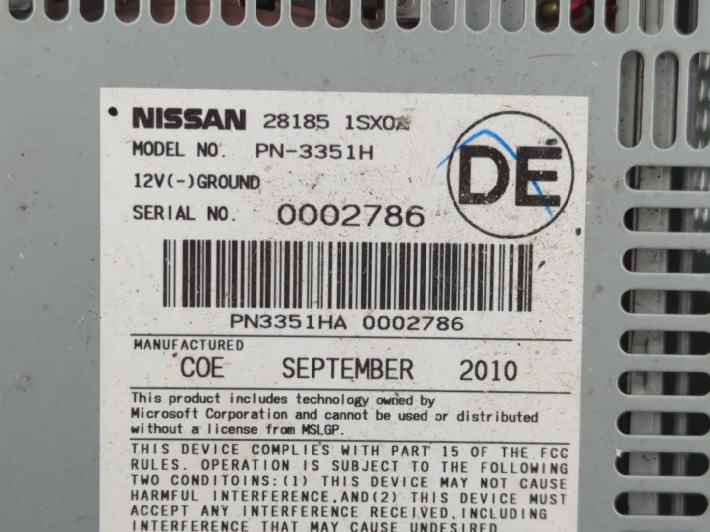 2011-2012 Nissan Murano Radio AM FM Cd Player Receiver Replacement P/N:28185 1SX0Z Fits Fits 2010 2011 2012 2013 2014 2015 O