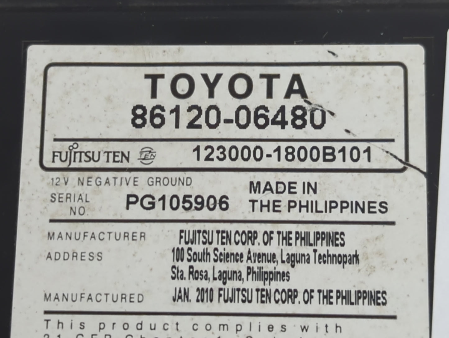 2007-2011 Toyota Camry Radio AM FM Cd Player Receiver Replacement Fits Fits 2007 2008 2009 2010 2011 OEM Used Auto Parts - O