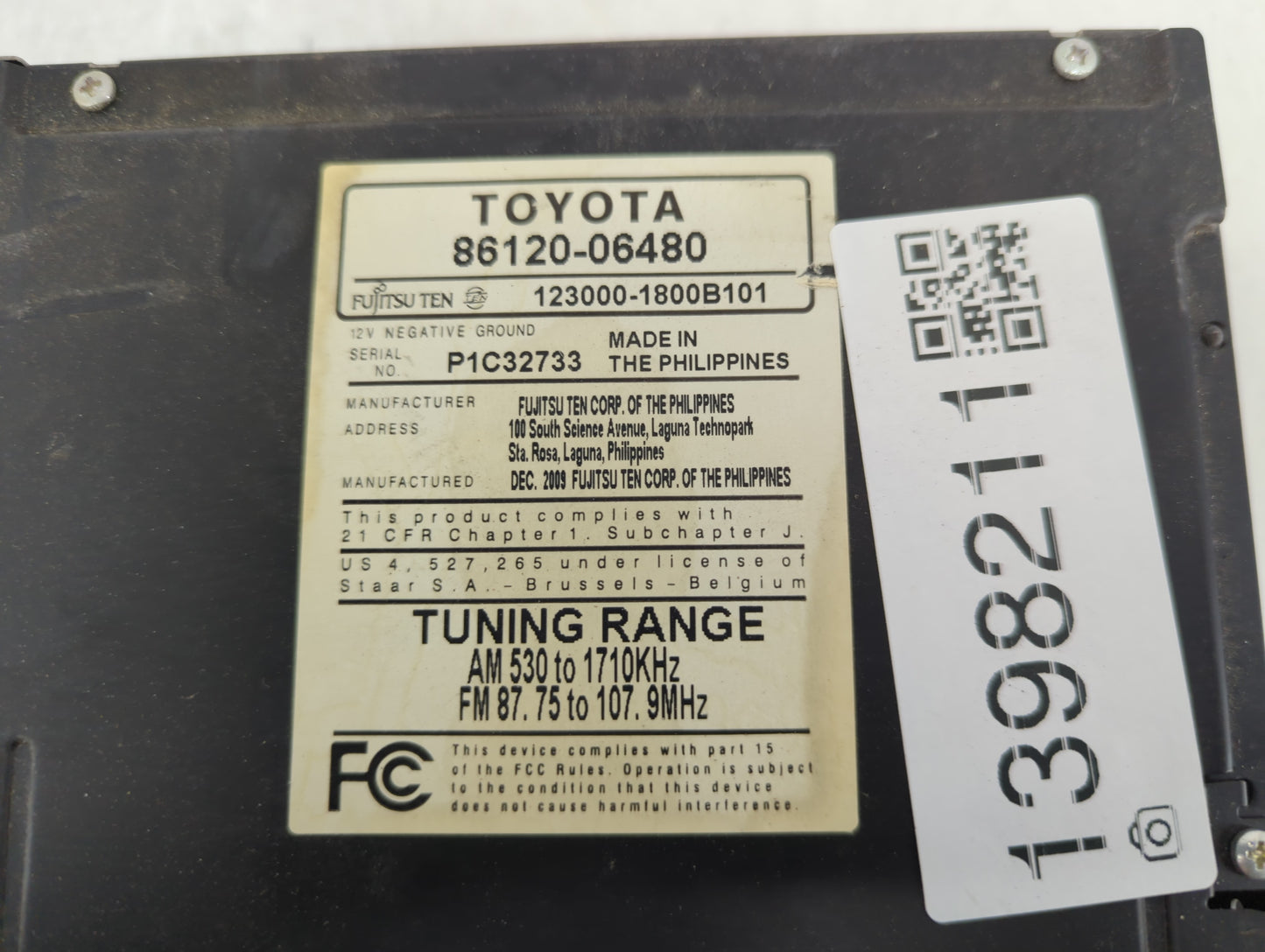 2010-2011 Toyota Camry Radio AM FM Cd Player Receiver Replacement P/N:86120-06480 Fits Fits 2010 2011 OEM Used Auto Parts -