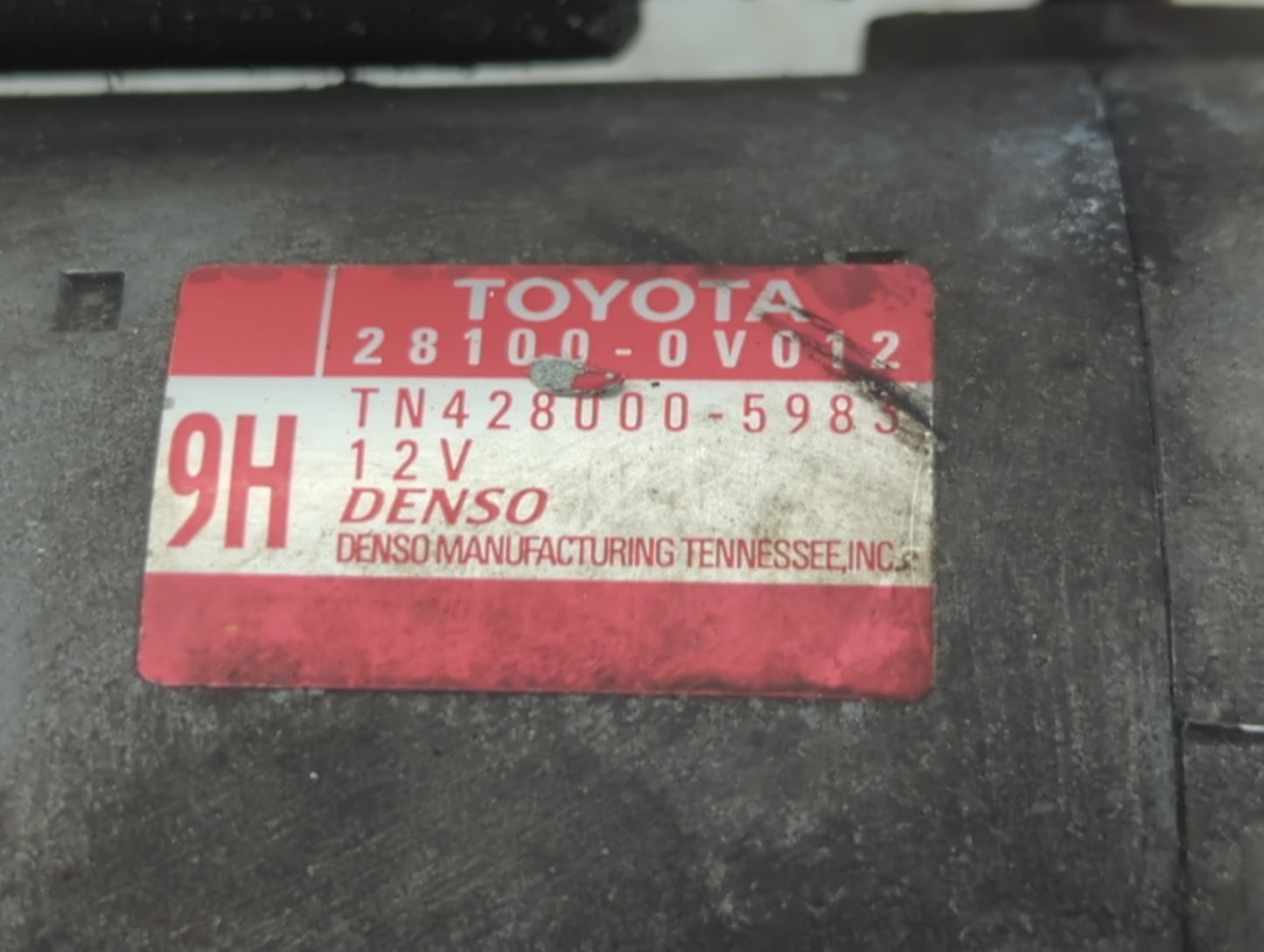 2010-2011 Toyota Camry Car Starter Motor Solenoid OEM P/N:TN428000-5983 28100-0V012 Fits OEM Used Auto Parts - Oemusedautopa