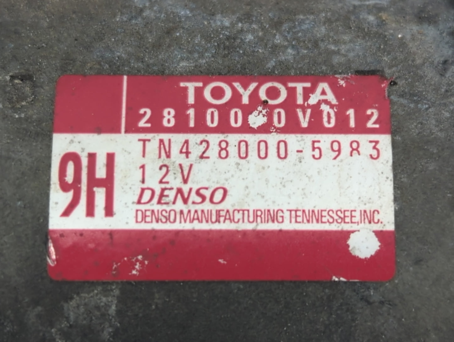 2010-2011 Toyota Camry Car Starter Motor Solenoid OEM P/N:TN428000-5983 28100-0V012 Fits OEM Used Auto Parts - Oemusedautopa