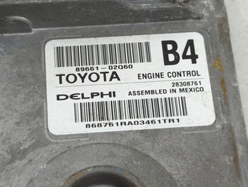 2011 Toyota Corolla PCM Engine Control Computer ECU ECM PCU OEM P/N:89661-02Q60 28308761 Fits OEM Used Auto Parts