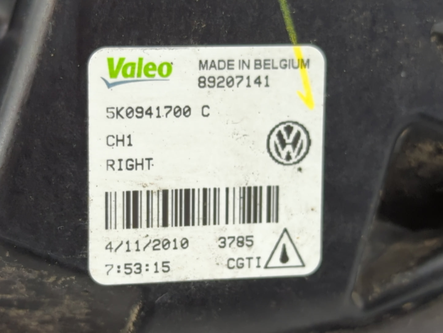 Volkswagen Golf Passenger Right Oem Front Light Lamp - Oemusedautoparts1.com
