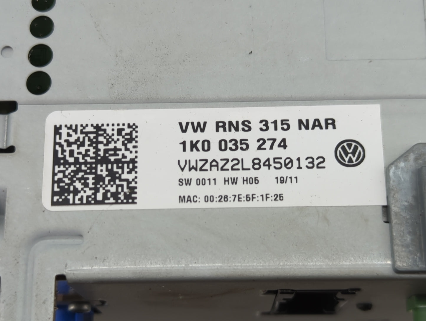 2011 Volkswagen Golf Gti Radio AM FM Cd Player Receiver Replacement P/N:1K0035274A VW RNS 315 NAR, 1K0035274 Fits OEM Used A