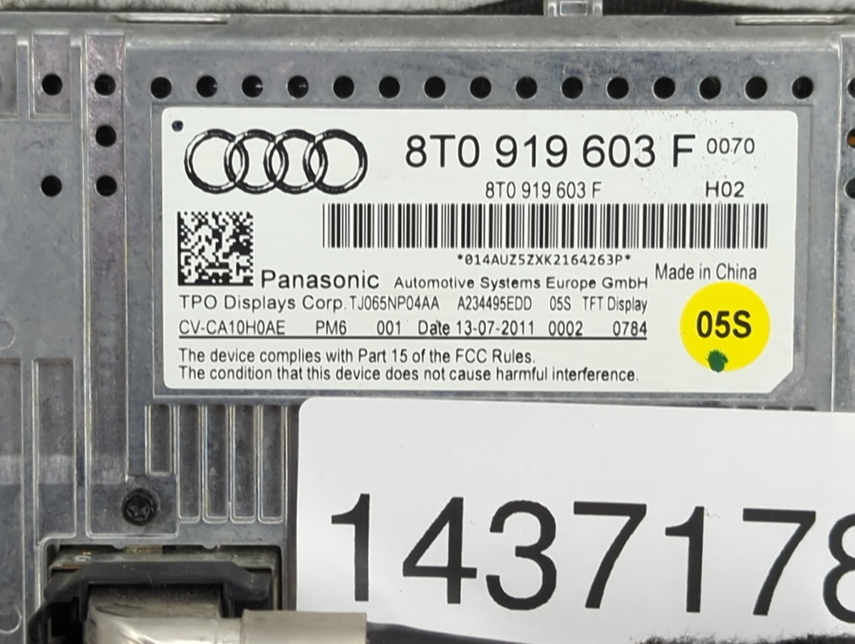 2013-2016 Audi A4 Information Radio Display Screen 1437178 - Oemusedautoparts1.com