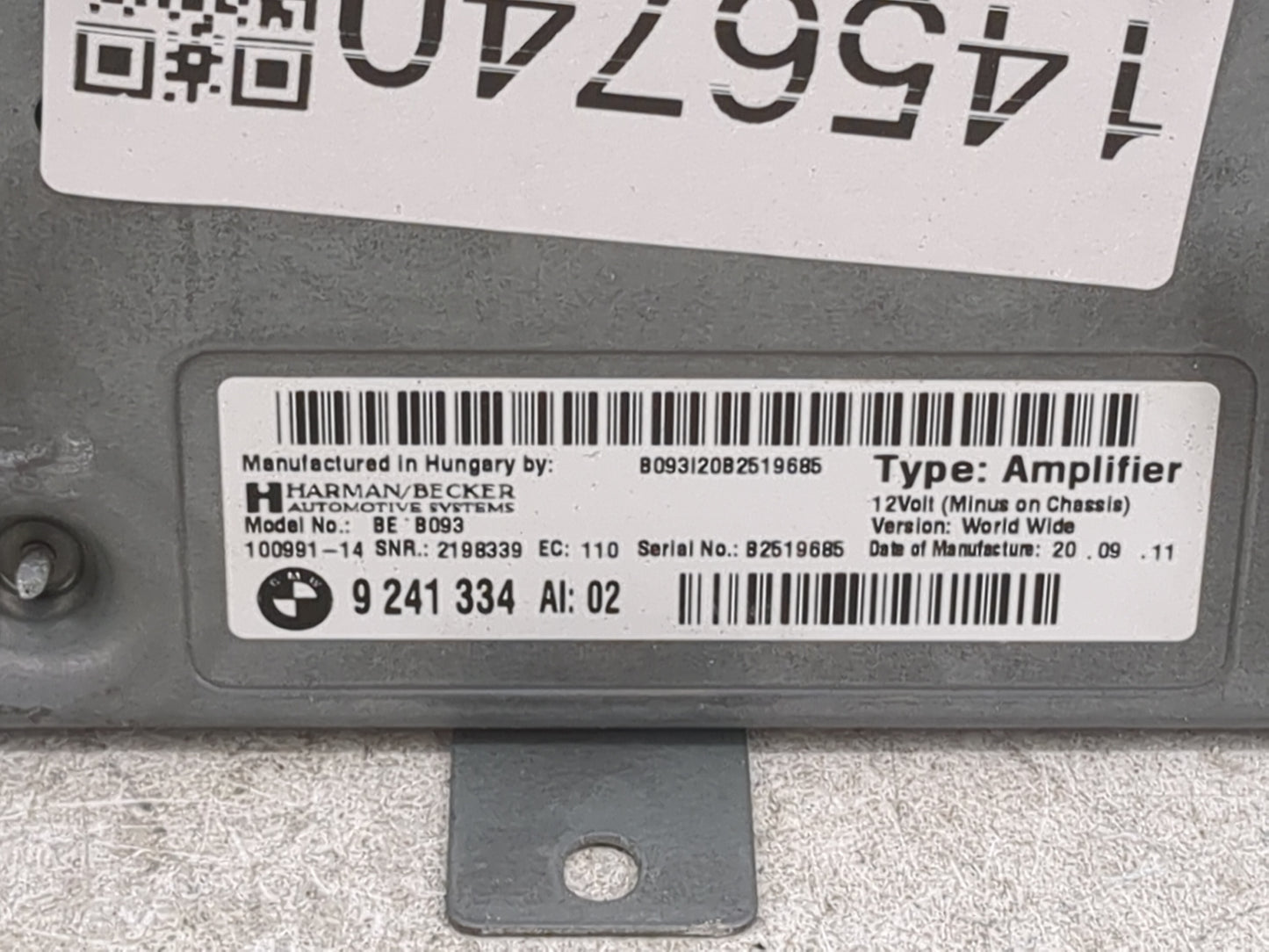 2012 Bmw 528i Radio Speaker Amplifier 9241334|be B093|100991-14 - Oemusedautoparts1.com