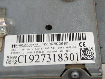 2012 Bmw X5 Radio AM FM Cd Player Receiver Replacement P/N:9585076B2096801 CI927318301, 250382 10 Fits OEM Used Auto Parts