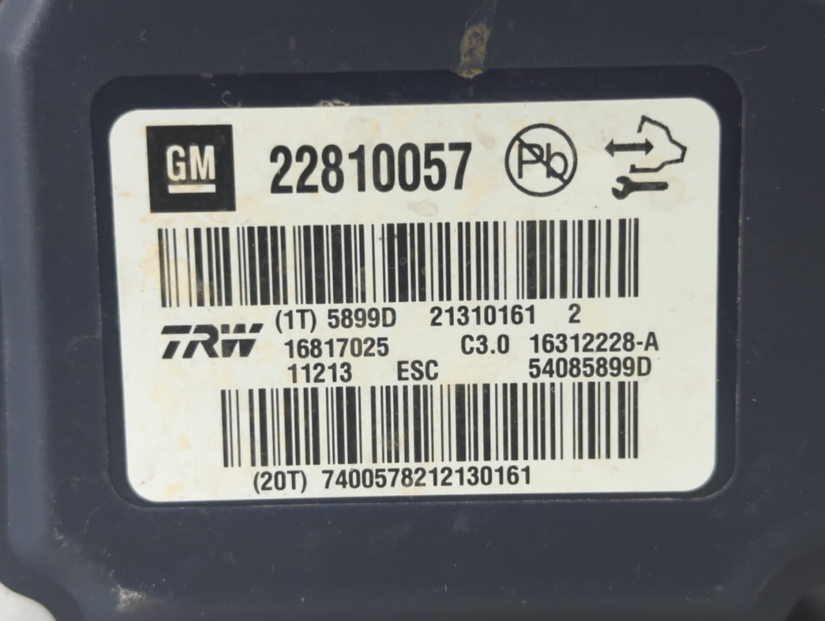 2012 Buick Regal Anti-Lock Brake ABS Pump Module Actuator OEM P/N:22810057 Fits OEM Used Auto Parts - Oemusedautoparts1.com