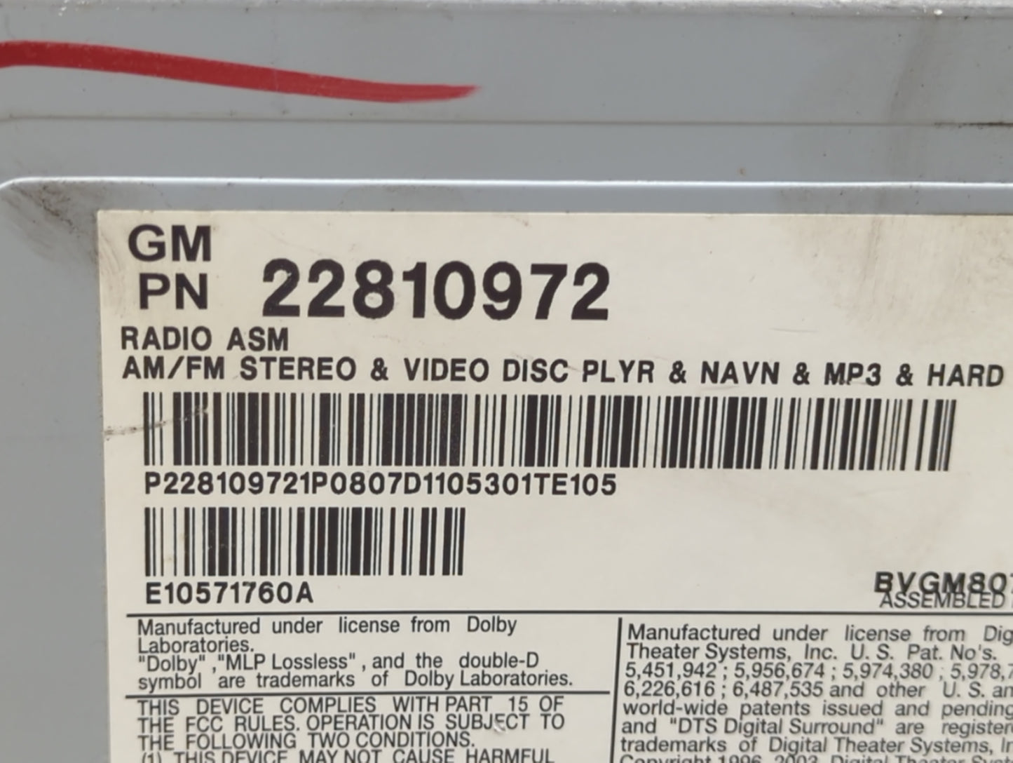 2009-2014 Cadillac Cts Radio AM FM Cd Player Receiver Replacement P/N:22810972 L6P2Y0C0DV Fits Fits 2009 2010 2011 2012 2013