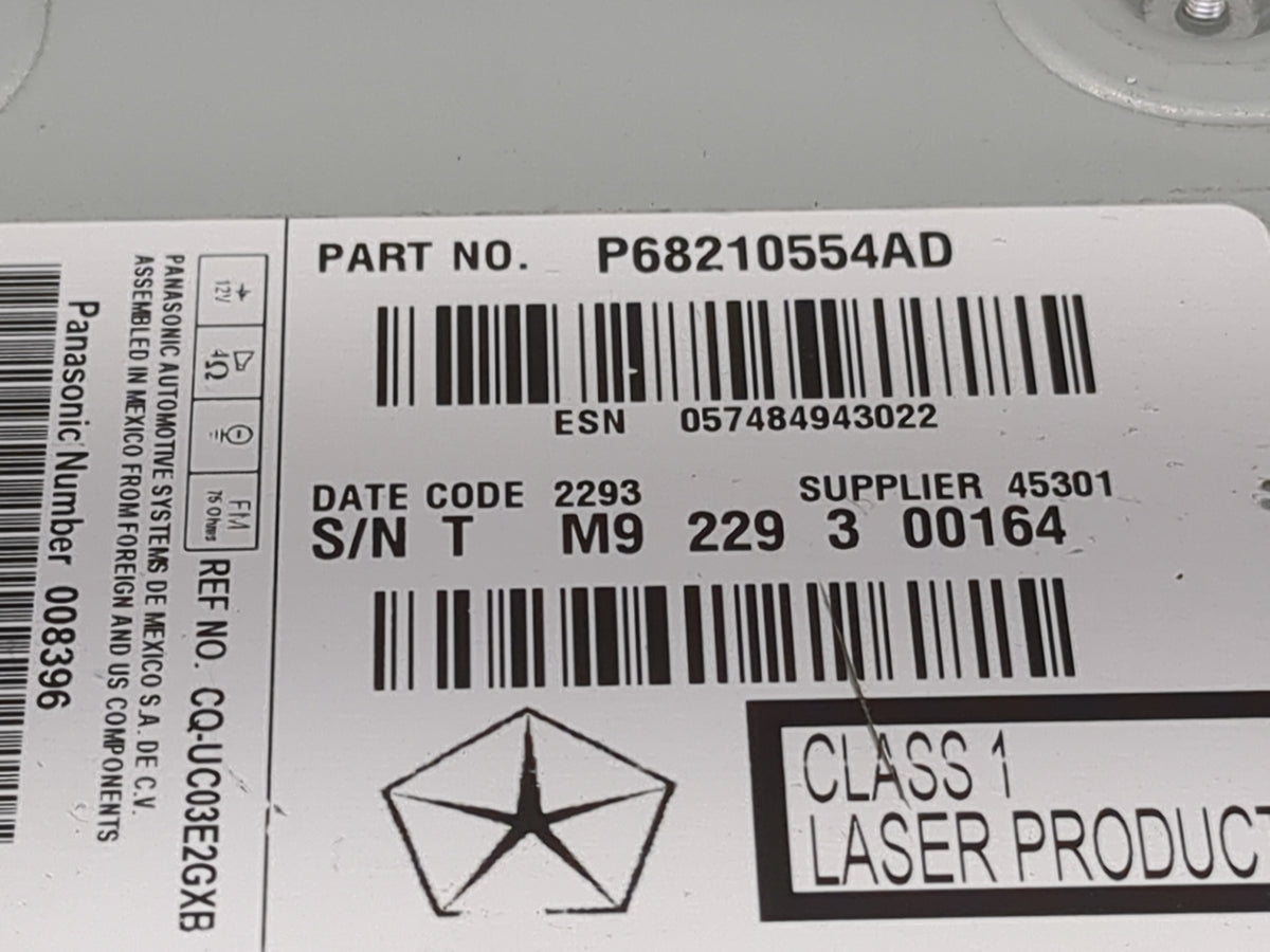2012 Chevrolet Cruze Radio AM FM Cd Player Receiver Replacement P/N:P68210554AD CQ-UC03E2GXB, M4G410203G-00 Fits OEM Used Au