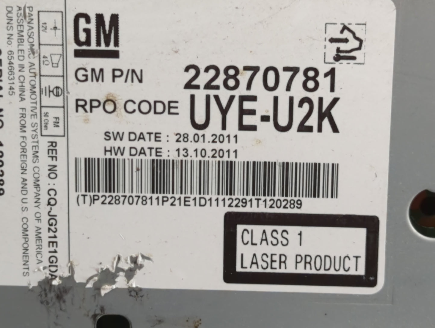 2012 Chevrolet Equinox Radio AM FM Cd Player Receiver Replacement P/N:22870781 Fits OEM Used Auto Parts - Oemusedautoparts1.