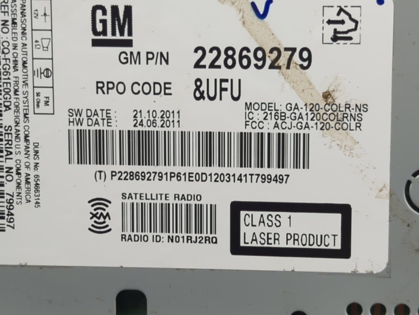 2012 Chevrolet Equinox Radio AM FM Cd Player Receiver Replacement P/N:22869279 Fits OEM Used Auto Parts - Oemusedautoparts1.