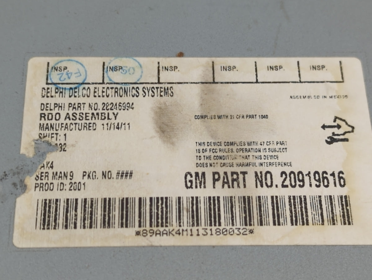 2009-2012 Chevrolet Malibu Radio AM FM Cd Player Receiver Replacement P/N:20919616 28246994 Fits Fits 2009 2010 2011 2012 OE