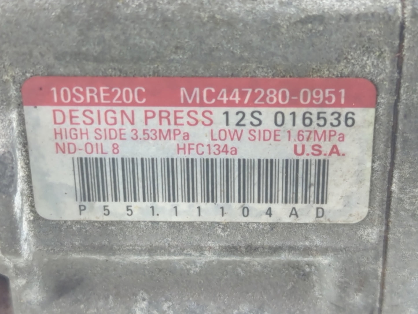 2011-2016 Chrysler Town & Country Air Conditioning A/c Ac Compressor Oem - Oemusedautoparts1.com