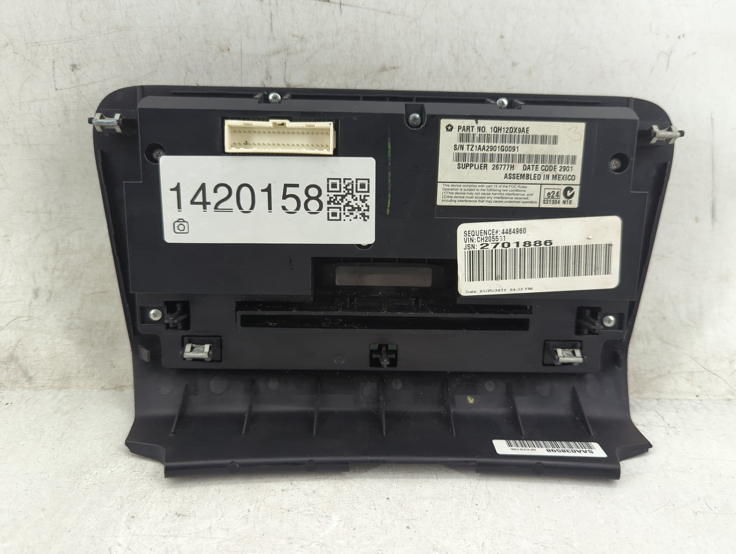 2011-2012 Dodge Charger Climate Control Module Temperature AC/Heater Replacement P/N:1QH12DX9AE Fits Fits 2011 2012 OEM Used