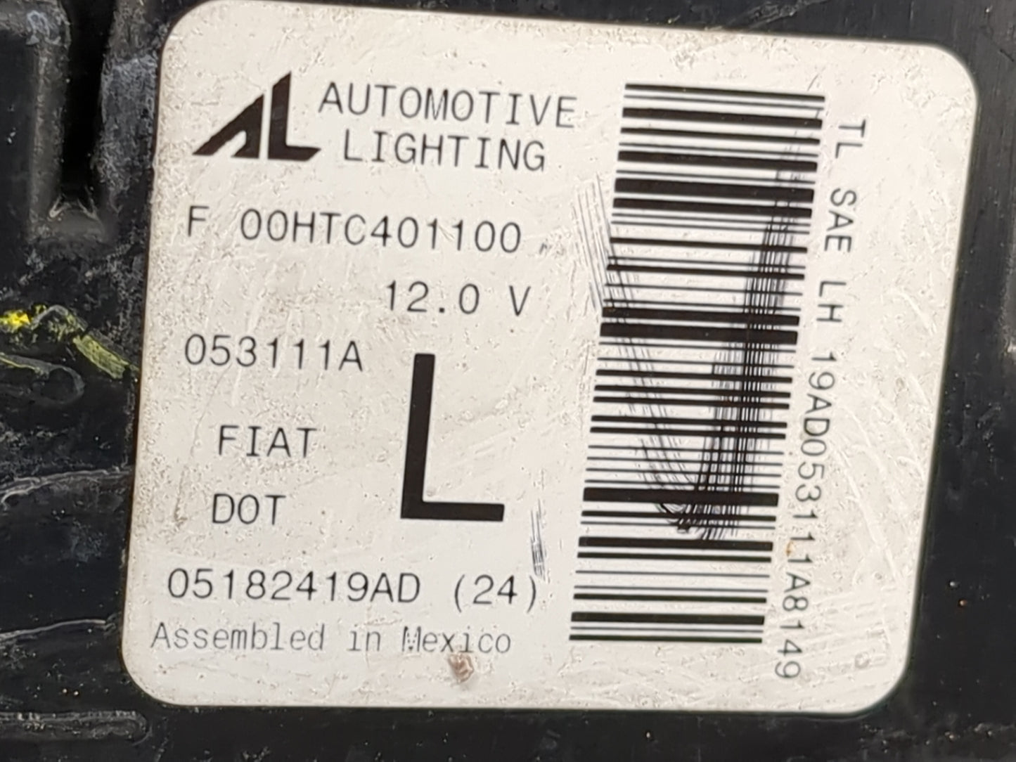 2012 Fiat 500 Tail Light Assembly Driver Left OEM P/N:F00HTC401100 05182419AD Fits OEM Used Auto Parts - Oemusedautoparts1.c